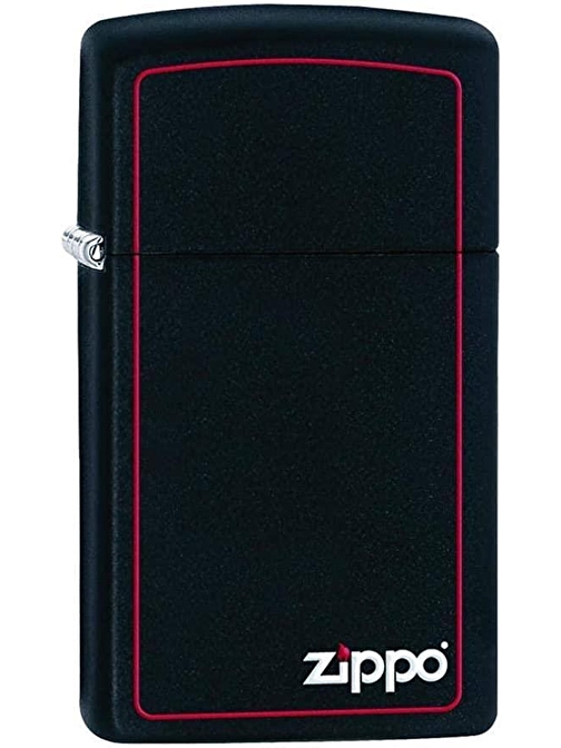 Zippo Çakmak 1618ZB Slim Black Matte With Red Border Lighter