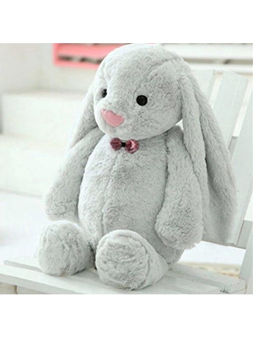 Sole Oyun Ve Uyku Arkadaşım Papyonlu Uzun Kulak Bunny Peluş Tavşan 65 Cm Pelüş Tavşan