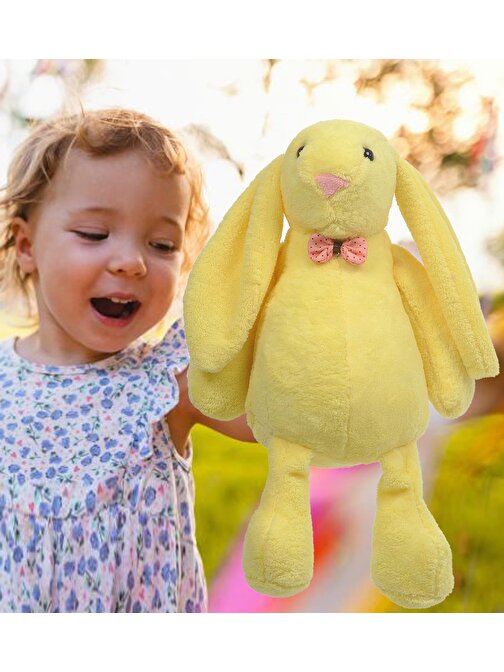 Sole Oyun Ve Uyku Arkadaşım Papyonlu Uzun Kulak Bunny Peluş Tavşan 65 Cm Pelüş Tavşan