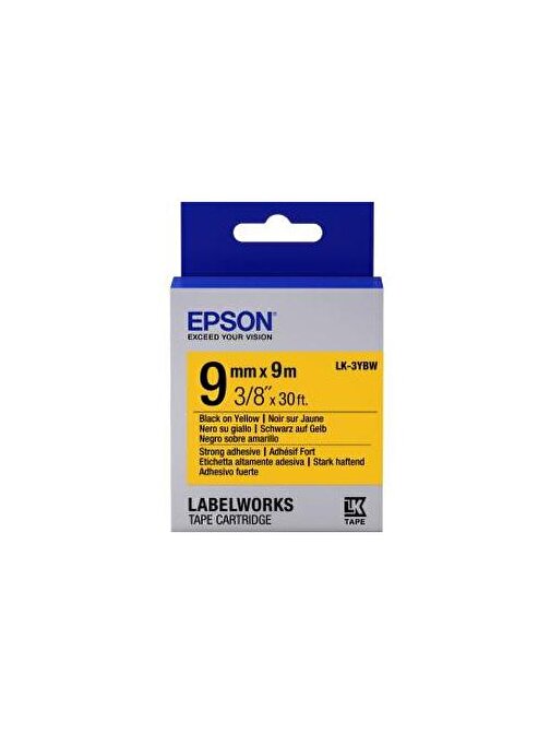 Epson Lk-3Ybw Strong Siyah Üzeri Sarı 9Mm 9Metre Etiket