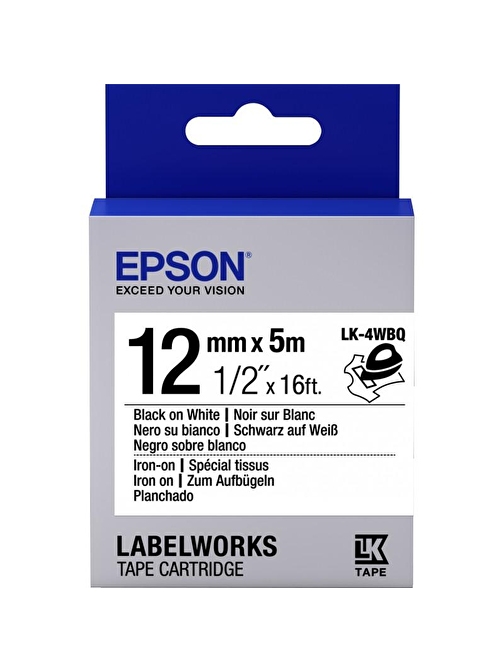 Epson Lk-4Wbq Iron Siyah Üzeri Beyaz 12Mm 9Metre Etiket