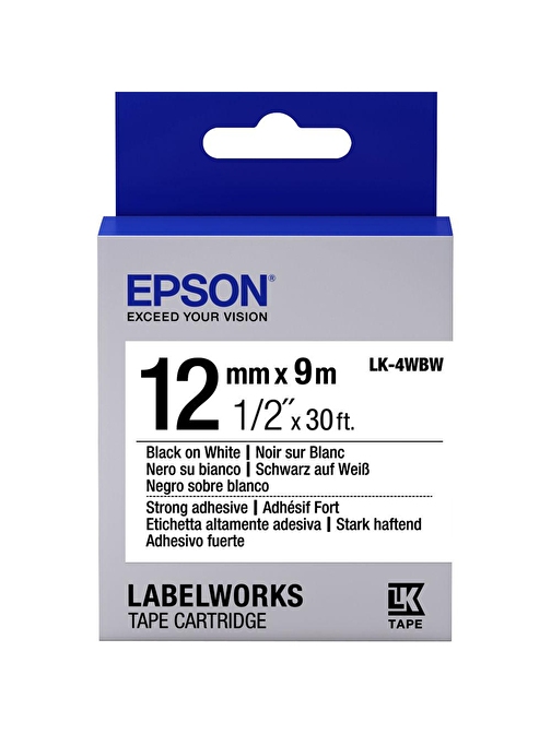 Epson Lk-4Wbw Strong Siyah Üzeri Beyaz 12Mm 9Metre Etiket