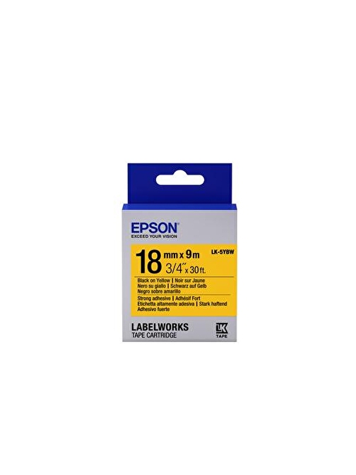 Epson Lk-5Ybw Strong Siyah Üzeri Sarı 18Mm 1,5Metre Etiket