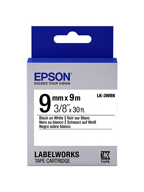 Epson Lk-3Wbw Strong Siyah Üzeri Beyaz 9Mm 9Metre Etiket