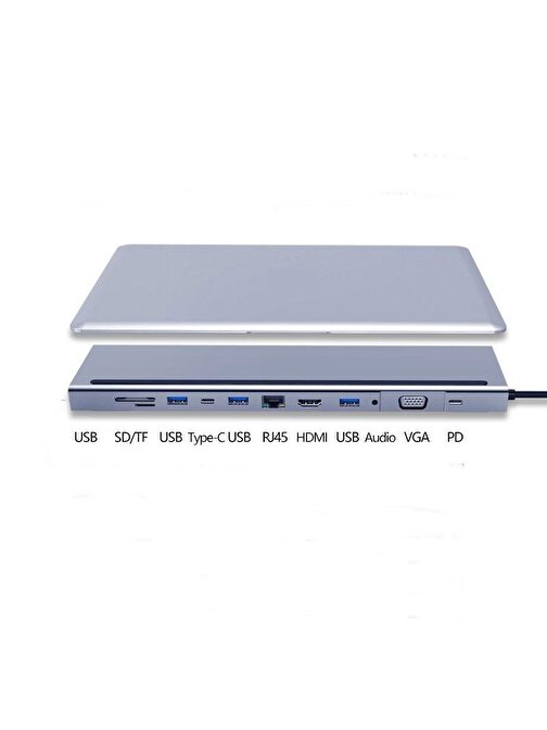 Type-C 12 İn 1 Dock Station Macbook Uyumlu Hub Adaptör