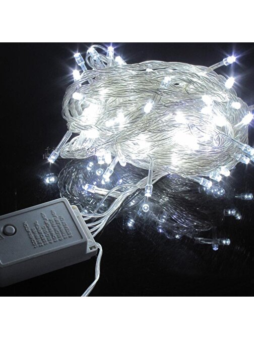 Pazariz Kumandalı Yılbaşı Çam Ağacı ışığı Vitrin 100 LED ışık Beyaz