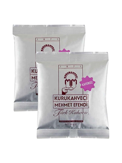 Kurukahveci Mehmet Efendi Kafeinsiz Türk Kahvesi Folyo Ambalaj 50 gr x 2 Adet