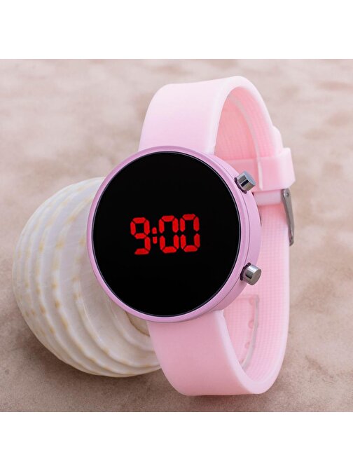 Led Watch Toz Pembe Dijital Bayan Yetişkin Kız Çocuk Kol Silikon Saat ST-303633