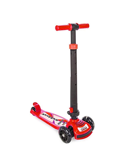 Pilsan Power Katlanabilir Scooter Ledli Işıklı Kırmızı Renk 3 Tekerlekli Yükseklik Ayarlı 4+ Yaş İçin