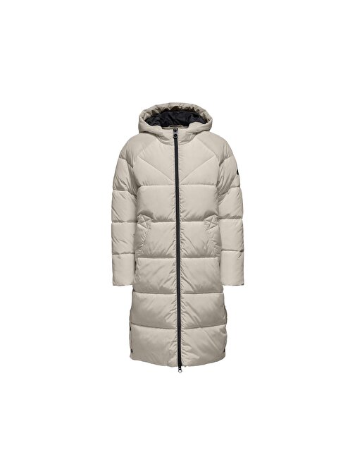 Only Onlamanda Long Puffer Coat Kadın Günlük Mont 15233425-Pumıce-Stone Krem XS