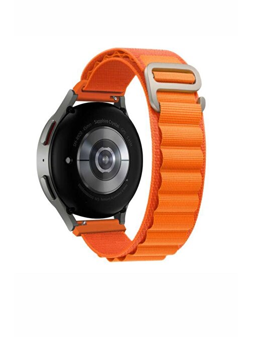 Ceponya KRD74 Galaxy Watch 42 mm ​​​​ 20 mm Hasır Tokalı Akıllı Saat Kordonu Turuncu