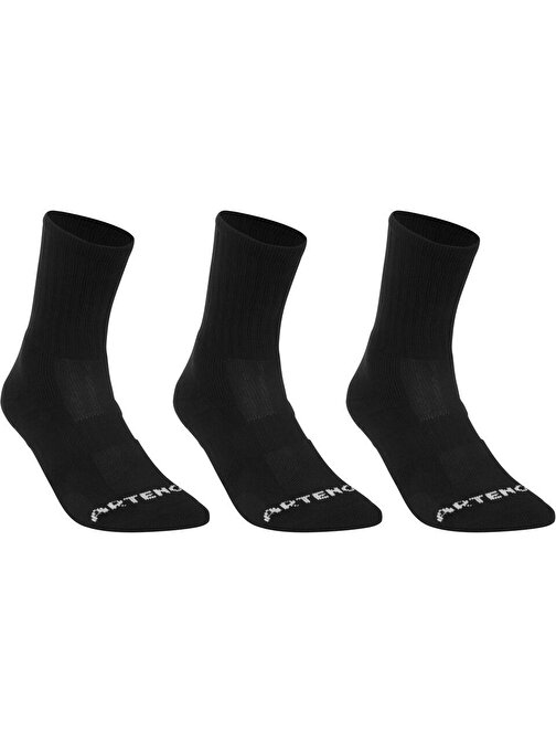 Telvesse Spor Çorap 47-50 Uzun Konçlu Kışlık Çorap Havlu Yapılı Siyah 3 Çift