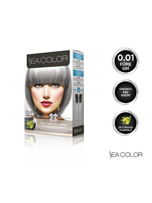 Sea Color 2'Li Krem Saç Boyası 0.01 Füme Gri