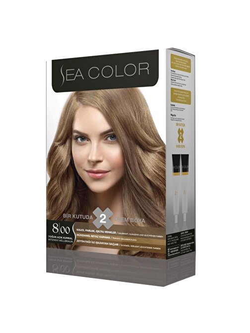 Sea Color 2'Li Krem Saç Boyası 8.00 Yoğun Açık Kumral