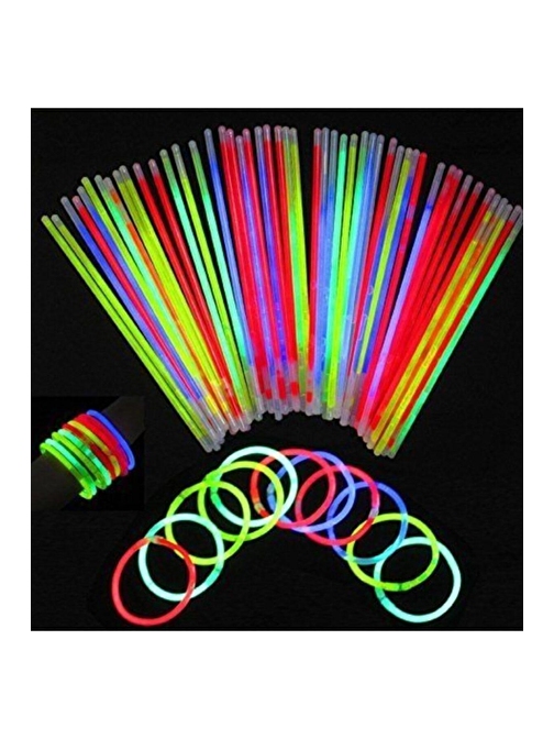 Pazariz Neon Işıklı Glowstick Bileklik Set 50 Adet