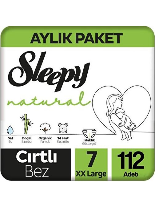 Sleepy Natural Hassas 20 - 30 kg 7 Numara Bebek Bezi 112 Adet