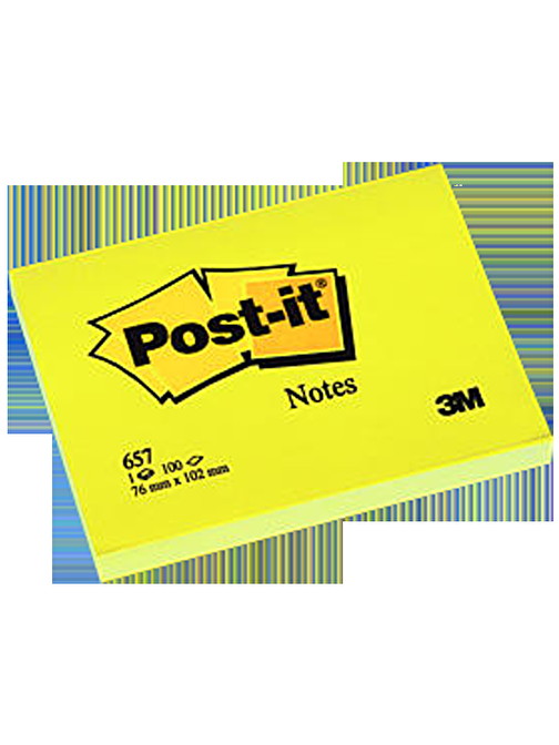 Post-it 657 Dikdörtgen Not Kağıdı  Sarı 76x102 100 Yaprak