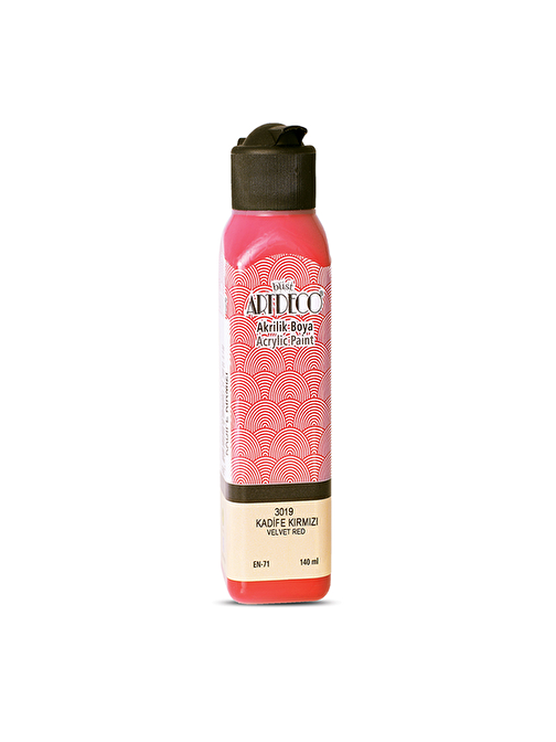 Artdeco Su Bazlı Akrilik Boya 140 Ml Şişe 1 Adet Kadife Kırmızı 070R-3019