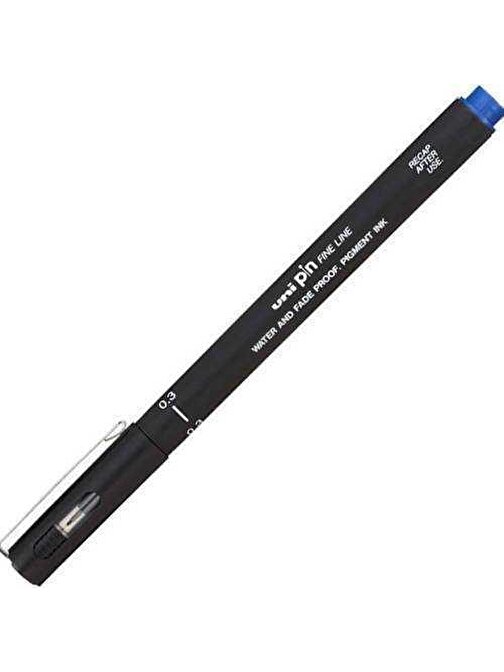 Nusrat Bilişim Uni-Ball Çizim Kalemi Akrilik Uçlu Fine Line Pin 0.3 mm Mavi Pın 03-200 M