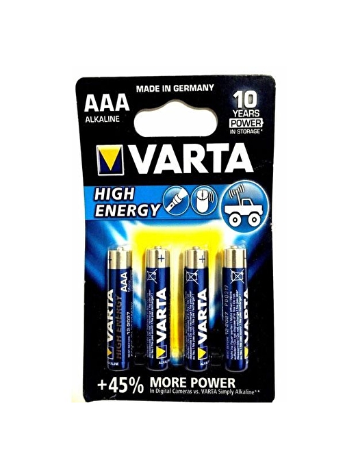 Varta Alkalin İnce Kalem Pil (Aaa) High Energy 4 Lü