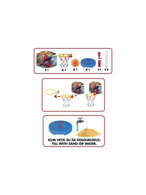 Spiderman 03653 Park Bahçe İçin Ayaklı Plastik Küçük Basketbol Potası 4 - 6 Yaş