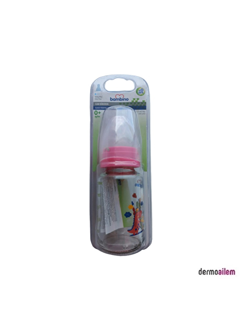 Bambino B013 Cam Pembe Dinozor Desenli Biberon 125 ml