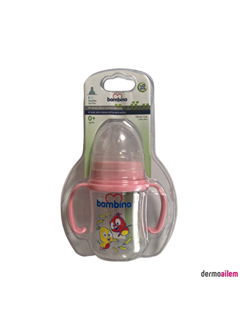 Bambino B817 Pp Geniş Ağızlı Kulplu Pembe Biberon 150 ml