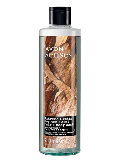 Avon Senses Extreme Limits Greyfurt  Ve Sandal Kokulu Saç Ve Vücut İçin Erkek Duş Jeli 250 ml