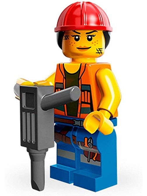 Lego Minifigür Lego Movie Seri 1 - 71004 - Gail the Construction Worker 5 Parça Plastik Figür