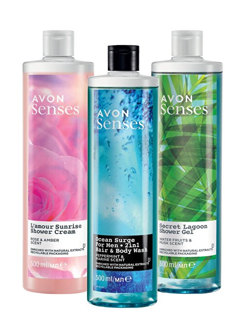 Avon Senses Nane Deniz Su Meymeleri Misk Gül Ve Amber Kokulu Duş Jeli Paketi