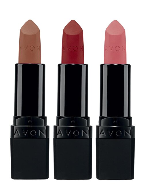 Avon Ultra Mat Marvellous Mocha Red Supreme Ve Pure Pink Üçlü Ruj Paketi