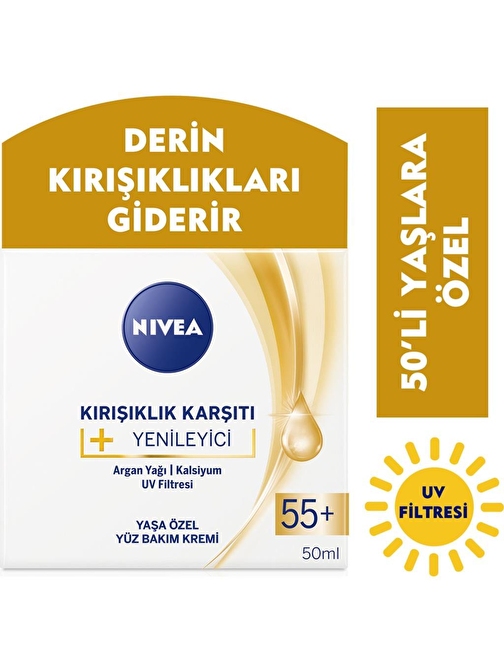 Nivea Kırışıklık Karşıtı + Yenileyici 55+ Yaşa Özel Yüz Bakım Kremi 50 ml