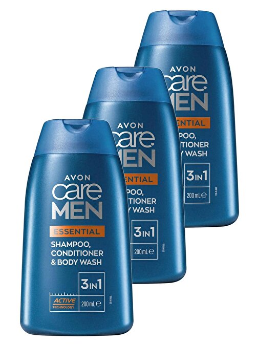 Avon Care Men Essential 3’Ü 1 Arada Sampuan Bakım Kremi Ve Dus Jeli 200 ml  Üçlü Set