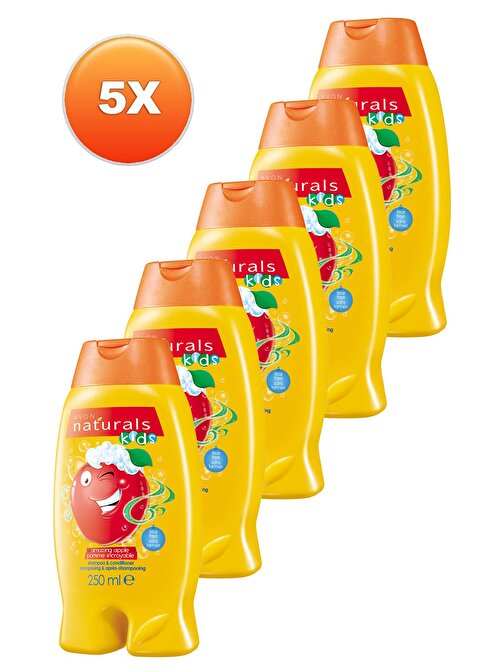 Avon Günlük Kullanım İçin Elma Kokulu Göz Yakmayan Saç Kremi Ve Bebek Şampuanı 5'li Set 250 ml