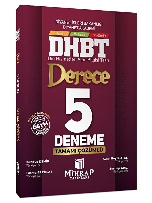 Akm Kitap DHBT Derece 5 Deneme Çözümlü Mihrap Yayınları