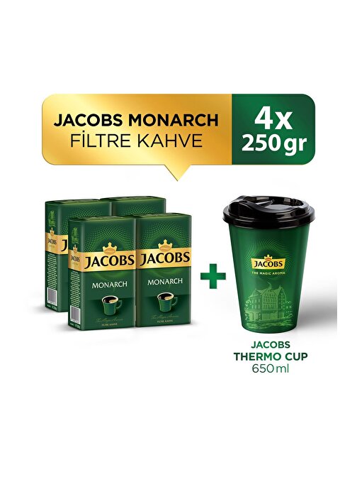 Jacobs Monarch Filtre Kahve 250 gr x 4 Adet + Jacobs Thermo Cup 650 ml