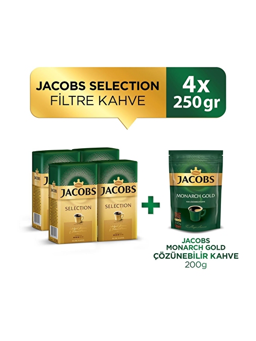 Jacobs Selection Filtre Kahve 250 gr x 4 Adet + Jacobs Gold Çözünebilir Kahve 200 gr