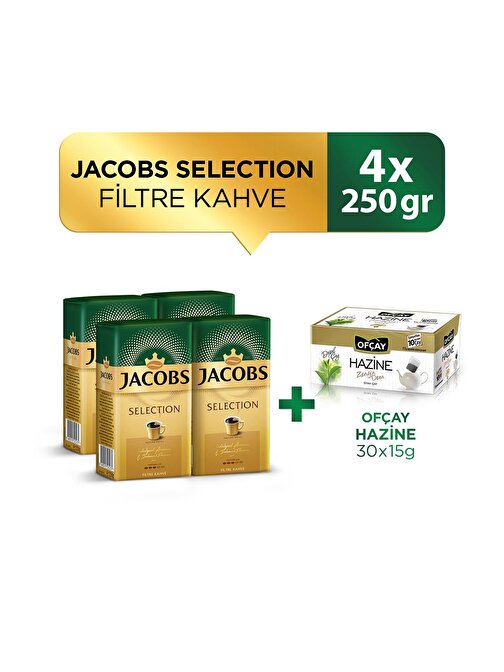 Jacobs Selection Filtre Kahve 250 gr x 4 Adet + Ofçay Hazine 30 x 15 gr