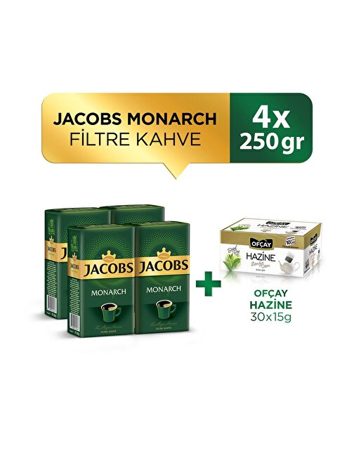 Jacobs Monarch Filtre Kahve 250 gr x 4 Adet + Ofçay Hazine 30 x 15 gr