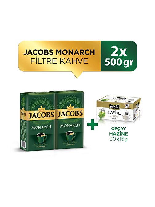 Jacobs Monarch Filtre Kahve 500 gr x 2 Adet + Ofçay Hazine 30 x 15 gr