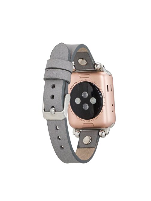 Bouletta Apple Watch 38 - 40 - 41 mm Deri Visby Ferro RST9 Akıllı Saat Kordonu Gri