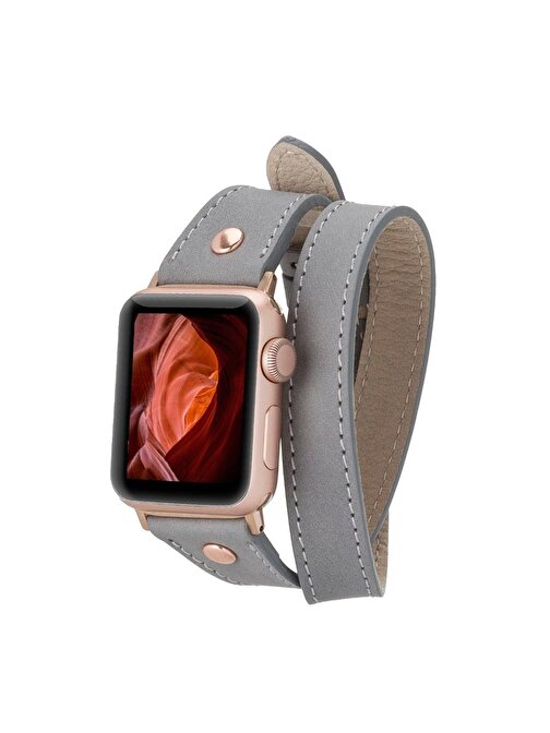 Bouletta Apple Watch 42 - 44 - 45 mm Deri Slim Double Tour RG RST9 Akıllı Saat Kordonu
