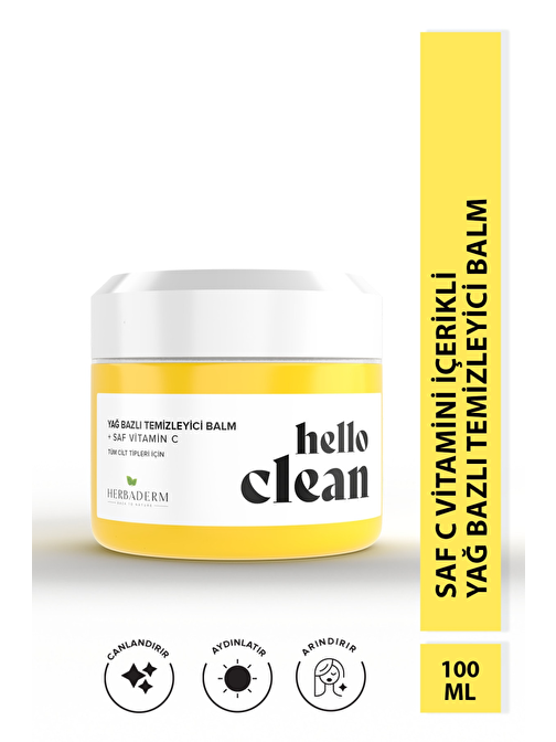 Herbaderm Hello Clean Yağ Bazlı Temizleyici Balm+Saf Vitamin C 100 ml
