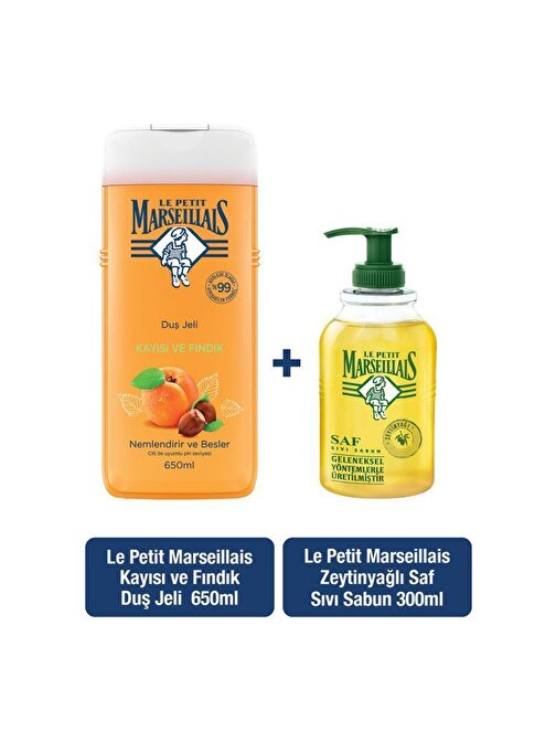 Le Petit Marseillais Duş Jeli Kayısı Ve Fındık 650 ml  + Zeytinyağı Sıvı Sabun 300 ml