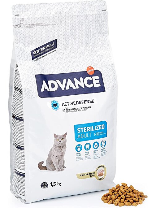 Advance Sensitive Sterilised Kısırlaştırılmış Hindili Kedi Maması 1.5 Kg