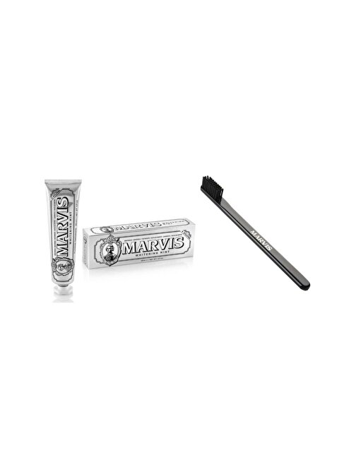 Marvis Whitening Mint Beyazlatıcı Diş Macunu 85 ml ve Black Medium Orta Sert Diş Fırçası
