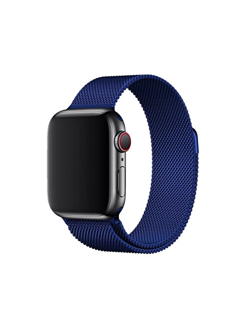 E2M KRD01 Apple Watch 38 - 40 - 41 mm Metal Hasır Akıllı Saat Kordonu Lacivert