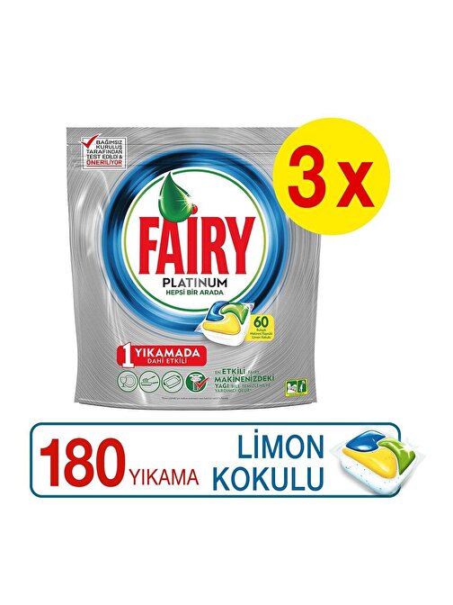 Fairy Platinum Bulaşık Makinası Tableti 60x3 180 Yıkama