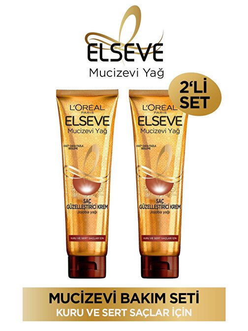 Elseve 2'li Mucizevi Yağ Saç Güzelleştirici Krem 150 ml-Kuru Ve Sert Saçlar