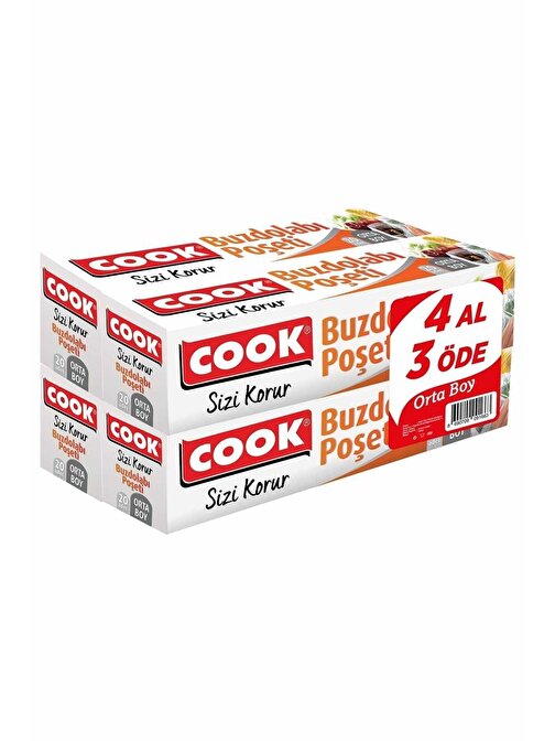 Cook Hediyeli 3+1 Buzdolabı Poşeti 24x38 cm
